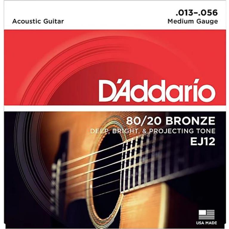 D'Addario EJ12 80/20 Steel Acoustic Gtr Med .013-.056