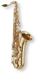 a gold and black saxophone