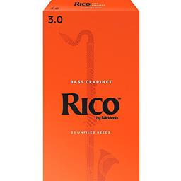 Rico RIBC3 Bass Clarinet Reeds, #3, 25-pack