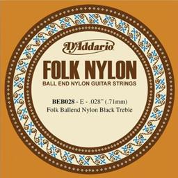 D'Addario BEB028 Folk Guitar Ball End; "E" Blk .028"
