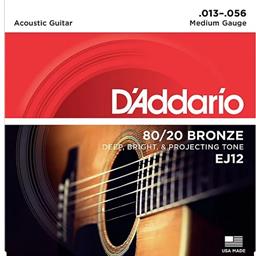 D'Addario EJ12 80/20 Steel Acoustic Gtr Med .013-.056