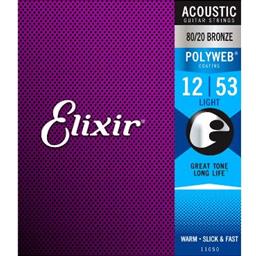 Elixir 11050 80/20 Bronze POLYWEB Acoustic Guitar Strings - Light