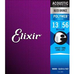 Elixir 11100 80/20 Bronze POLYWEB Accoustic Guitar Strings - Medium