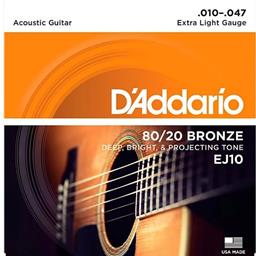 D'Addario EJ10 80/20 Steel Acoustic Gtr Extra Light .010-.047