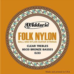 D'Addario EJ33 Nylon Folk Guitar Strings w/Ball End