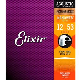 Elixir 16052 Phospher Bronze NANOWEB Acoustic Guitar Strings - Light