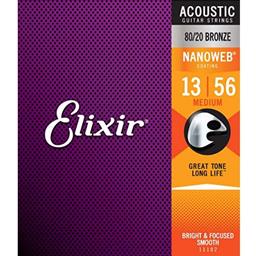 Elixir 11102-U 80/20 Bronze NANOWEB Acoustic Guitar Strings - Medium