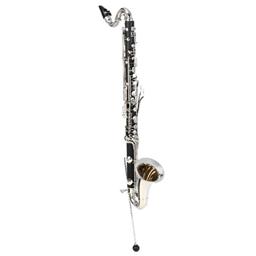 Backun BCLBBALPHA-E-NK-ABS Alpha Bass Clarinet w/ Low Eb, Nickel Plated Keys, & ABS Compact Case