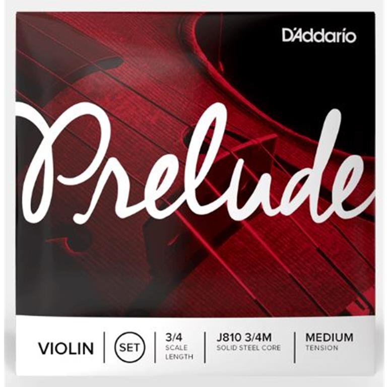 D'Addario J810-3/4M Prelude 3/4 Violin String Set, Medium Tension