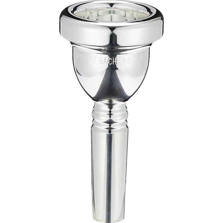 341-1HGM Mouthpiece, Trombone Large Shank, Bach Silver Plate, 1-1/2 GM Cup: Deep, Cup Diameter: 27.00mm