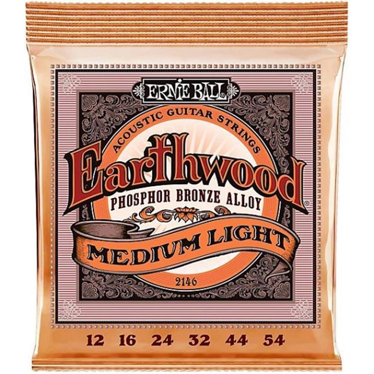 Ernie Ball 2146 Earthwood Medium Light Phosphor Bronze  Acoustic Guitar Strings - 12-54 GAUGE