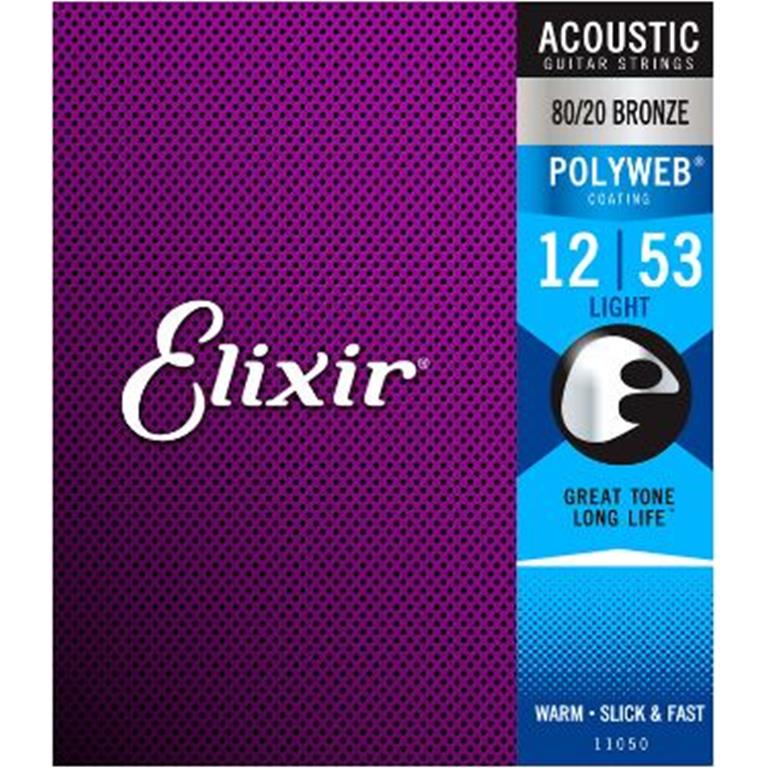 Elixir 11050 80/20 Bronze POLYWEB Acoustic Guitar Strings - Light