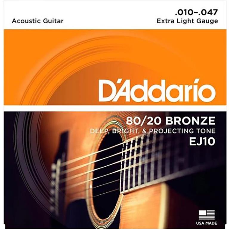 D'Addario EJ10 80/20 Steel Acoustic Gtr Extra Light .010-.047