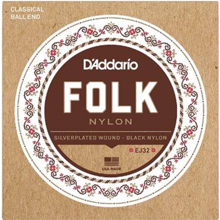 D'Addario EJ32 Folk Guitar Nylon String Set Ball End