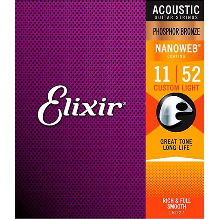 Elixir 16027 Phosphor Bronze NANOWEB Acoustic Strings -  Custom Light