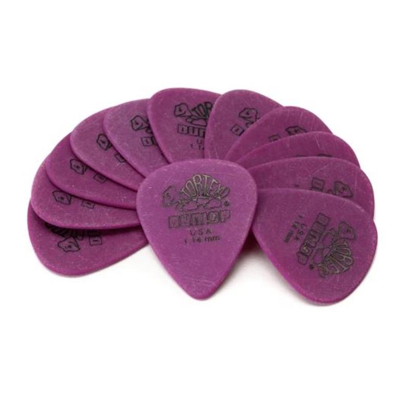 Dunlop 418P114 Tortex Standard Guitar Picks - 1.14mm (Purple) - 12 Pack