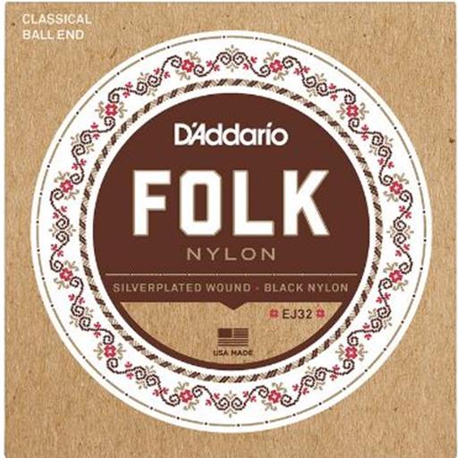 D'Addario EJ32 Folk Guitar Nylon String Set Ball End
